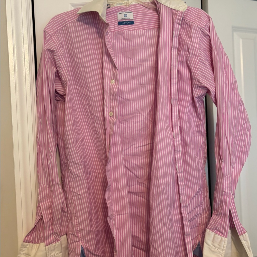 Men's Pink Striped Button-Down Shirt